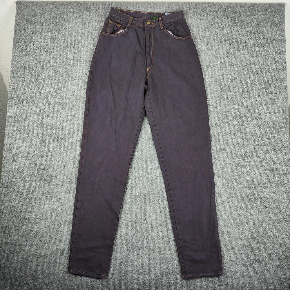 Vintage Hunt Club Jeans Womens 8 Tall Purple Dark Wash High Rise Tapered Denim